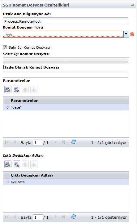 Komut Dosyasını Çalıştırma İşleci Komut Dosyası Parametreleri