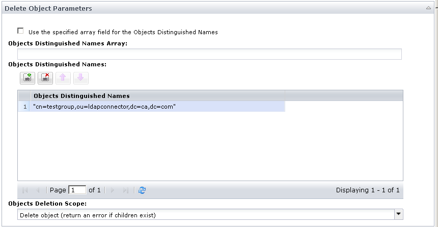 Nesne Silme işleci parametreleri