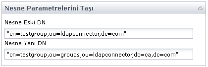 Nesne Taşıma İşleci Girdi Parametreleri