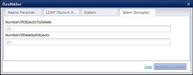 İşleç Başarısı: NumberOfDeletedObjects (Nesne Silme İşleci)