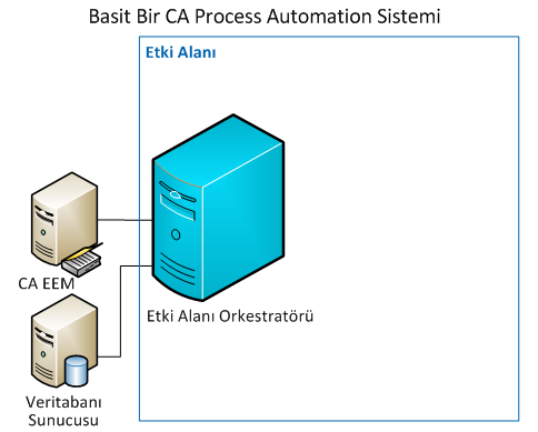 EEM'yi yükleyin, PAM veritabanları için bir veritabanı sunucusu belirleyin. Etki Alanı Orkestratörü, ilk CA Process Automation yüklemesidir.
