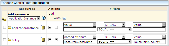 The named attribute ResourceClassName Equal the value TouchPointSecurity.