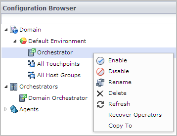 When you select an Orchestrator under Domain/Environment, the details you see are relevant to the touchpoint mapped to that Orchestrator.