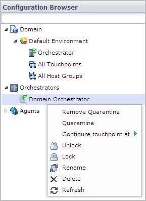 When you select an Orchestrator under the Orchestrators node, the details you see are relevant to the host, rather than its touchpoint.