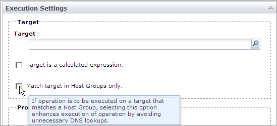 The processing changes based on whether you select Match target in Host Groups only.