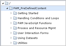 The PAM_PreDefinedContent folder is created by importing Out-of-the-Box Content from the Home page.