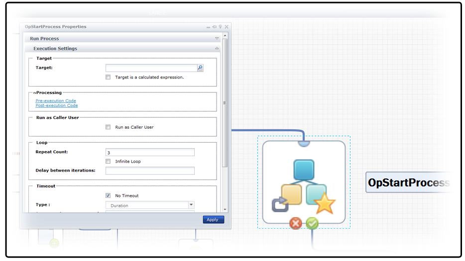 This graphic shows an example of looping an operator in a process.