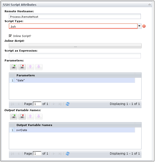 Run Script Operator Script Parameters