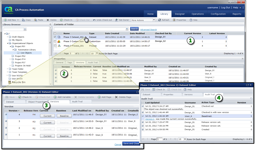Displays an overview of version information in the UI.