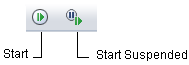 This graphic illustrates the Start and Start Suspended buttons.
