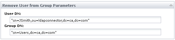 Remove User from Group operator input parameters