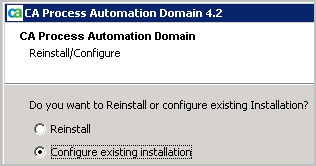 The Reinstall/Configure panel displays only if the current release is installed when you run the installation program.