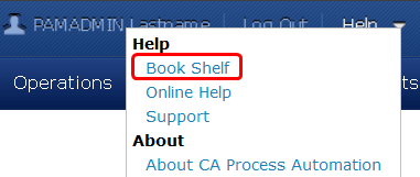 Click the Book Shelf link on the Help menu.