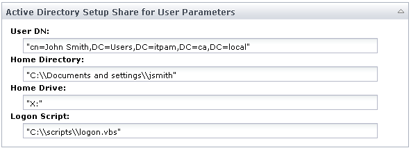 Update User Home Directory operator input parameters