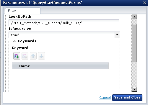 Parameters of QueryStartRequestForms for REST