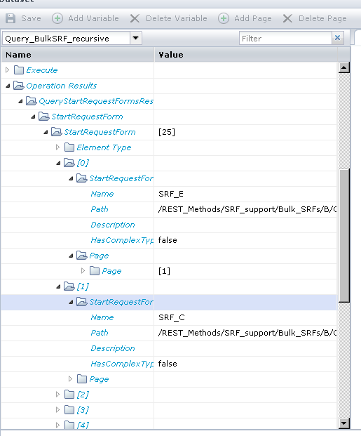 Dataset response for QueryStartRequestForms