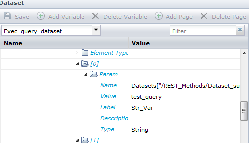 Dataset with parameter name returned.