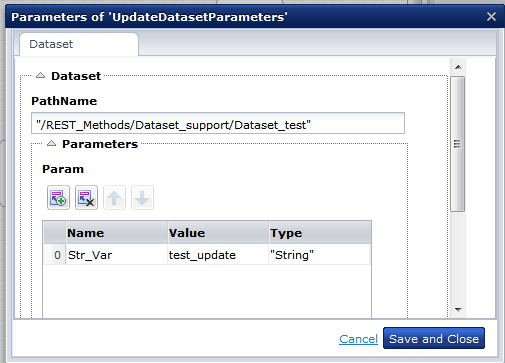 Parameters of UpdateDatasetParameters operation.