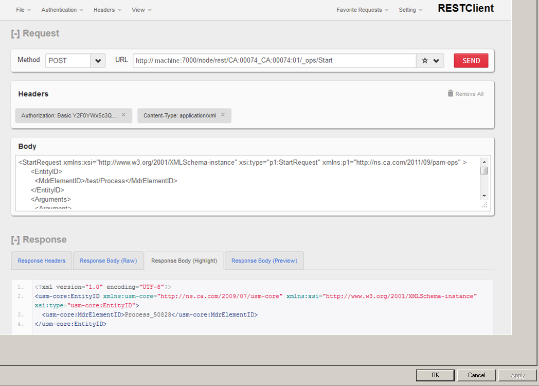 Start Process REST example