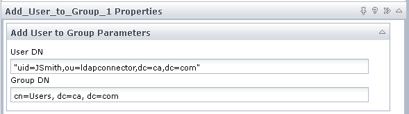 Add User to Group operator input parameters