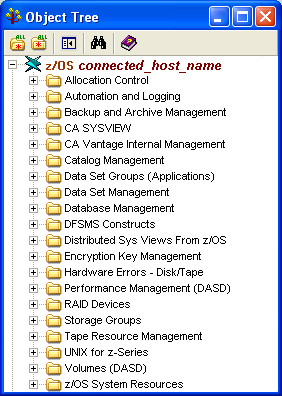 Screen shot of the Windows Client zOS_ObjectTree