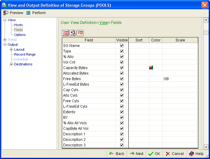 View Output Fields Coloring sample