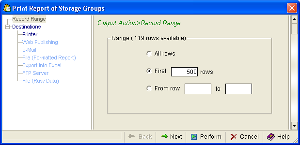 Printer Icon option - Record Range