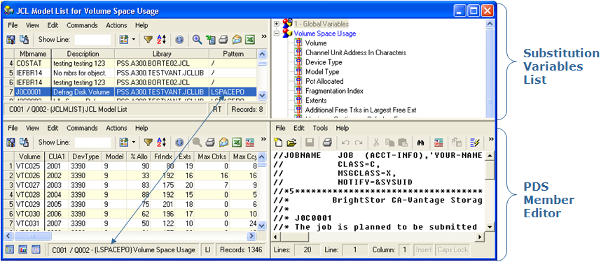 JCL Model List all four dialogs in one window