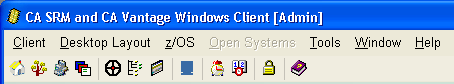 Windows Client main menu tool bar and menu bar