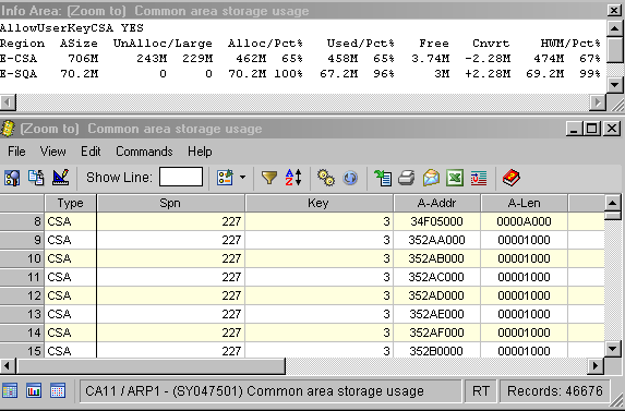 The information area of an object displays object information.