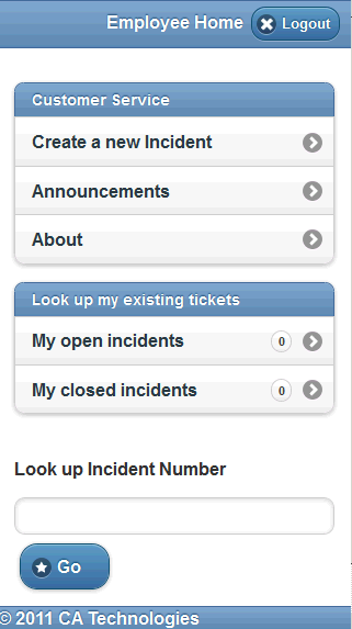 Mobile Mitarbeiterstartseite
