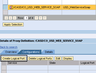 Button to create the Logical Port on the Configurations tab