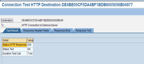 Shows the cnnection test results