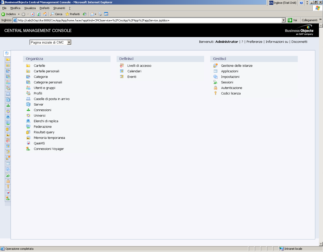 Schermata iniziale CMC