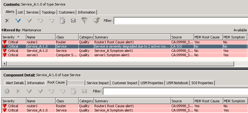 root cause combination mode showing two root causes