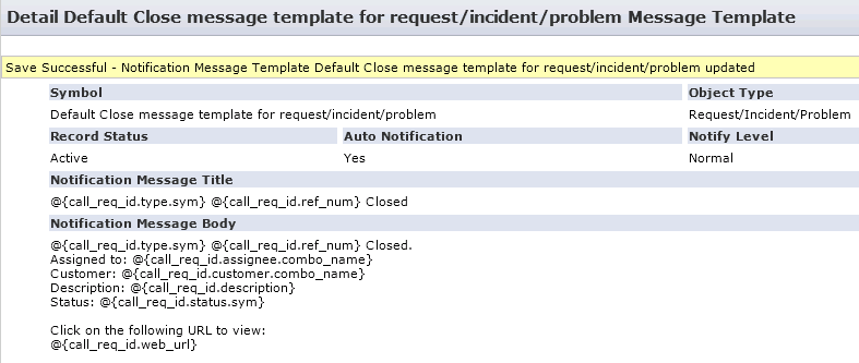 Updated Default Close message template