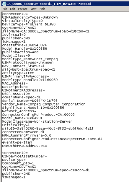 This screenshot shows information about the raw CI.