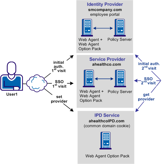 Graphic showing the solution for IdP Discovery for SSO