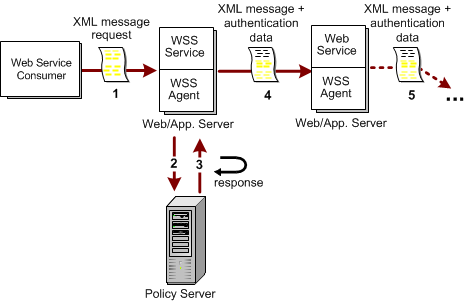 Diagram illustrating the flow of data during chain authentication