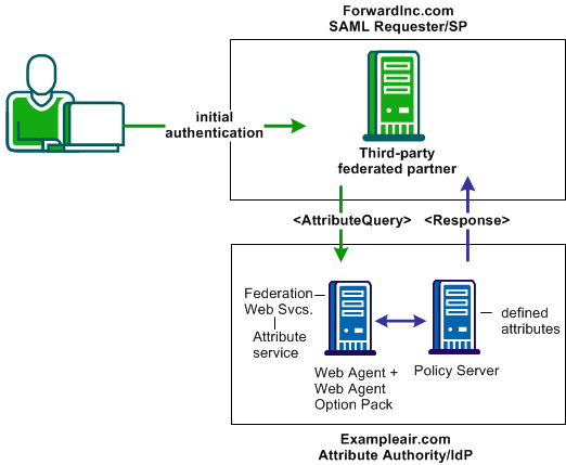 Graphic showing an attribute query and response