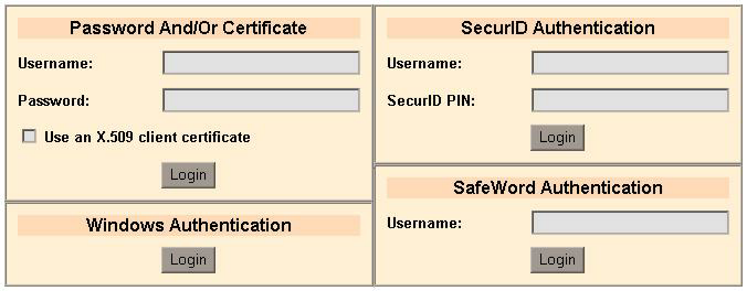 Graphic showing four different types of authentication methods given to a user to access a protected resource