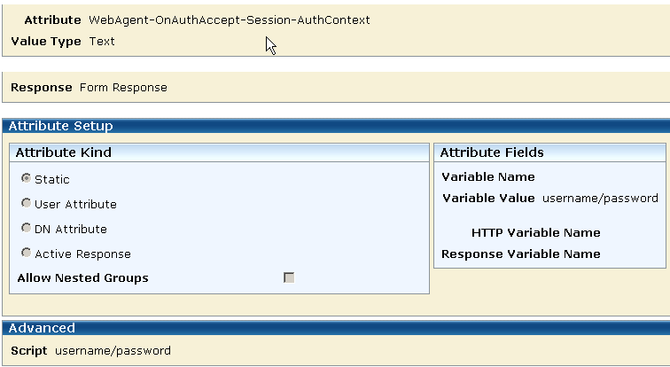 Graphic showing the Attribute Setup section of the Response Attribbute page