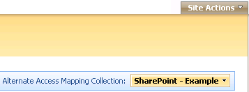 Name of Selected Alternate Access Mapping Collection Appearing in Drop-Down List