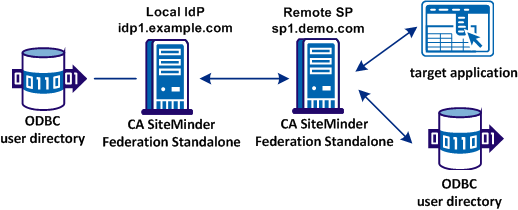The graphic illustrates a sample federation standalone network