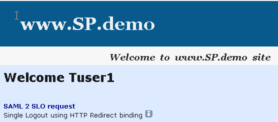 SM--SSO Welcome Page for SP