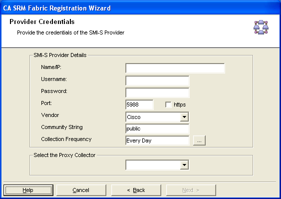 SAN Fabric Provider Credentials