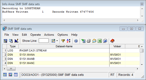 This illustration is a screen shot example of the Info Area window displayed above the object window.