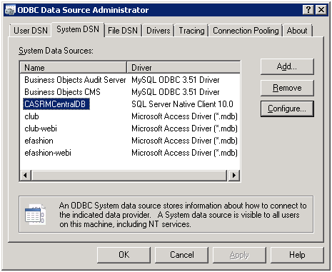 ODBC Data Source Administrator