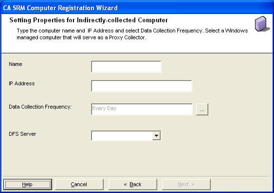 Comp Reg Wiz - Setting Properties for Indirectly Collected Computers
