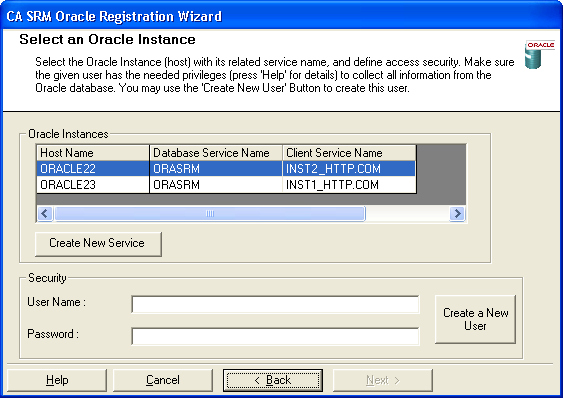 Using the BrightStor SRM Oracle Registration Wizard (2)